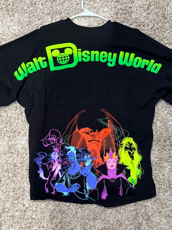 Disney Tops - Women’s Walt Disney Jersey Black Neon Villains Graphic Sweatshirt - Green Logo